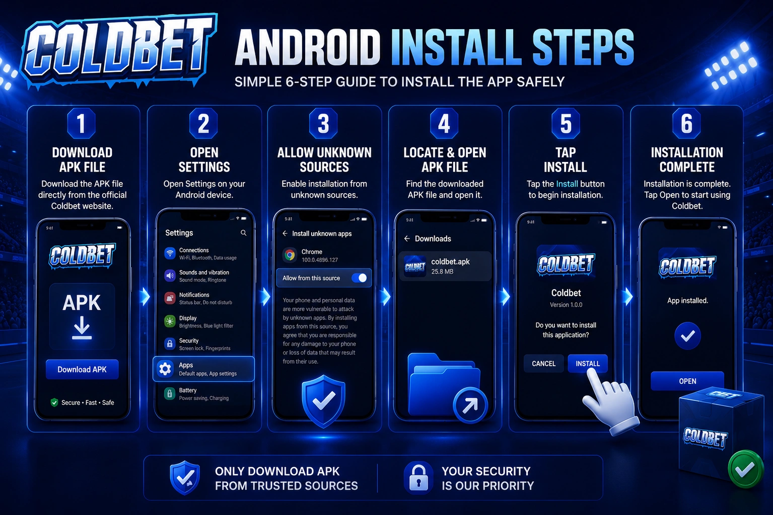 ColdBet Android install steps Bangladesh