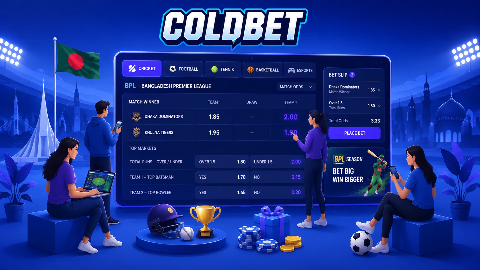 ColdBet sports markets cricket BPL Bangladesh